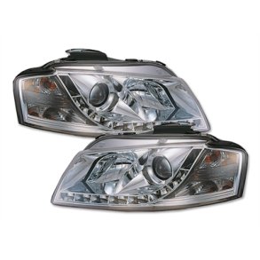 Audi A3. DAYLINE Chrom forlygtest med blinklys H1-H1. 04.2003-07.2008