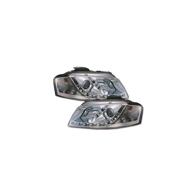 Audi A3. DAYLINE Chrom forlygtest med blinklys H1-H1. 04.2003-07.2008