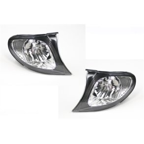 BMW E46. Sedan-Touring. V/H Forblink Sort/krom. 09.2001 - 02.2005