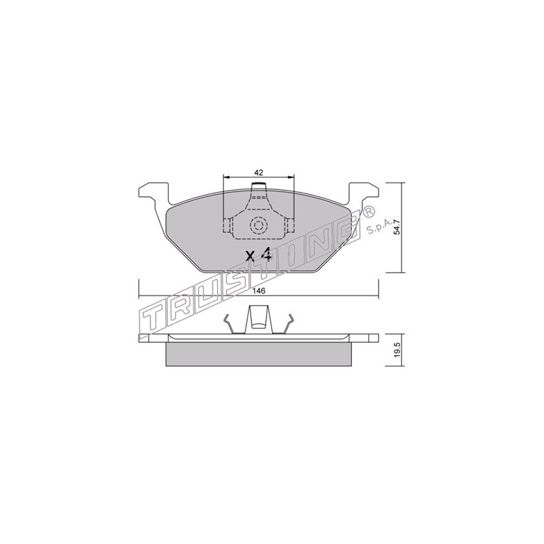 Seat - VW. Bremse klodsest (med 14" hjul) Front 