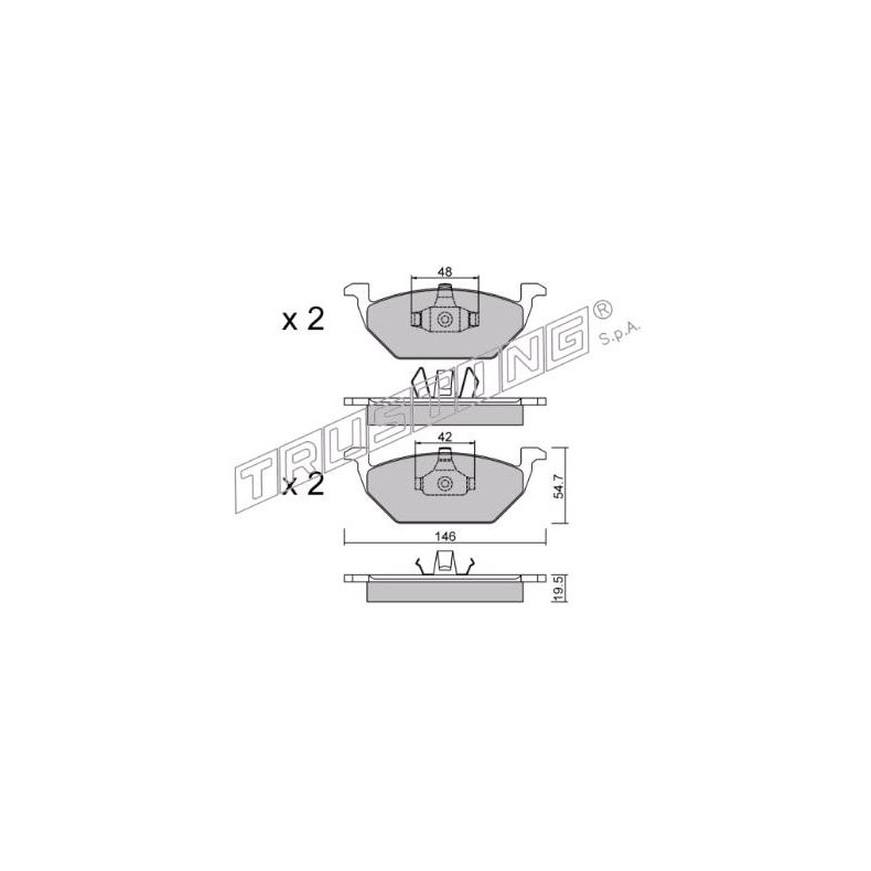 Seat - VW. Bremse klodsest (med 16" hjul) Front 