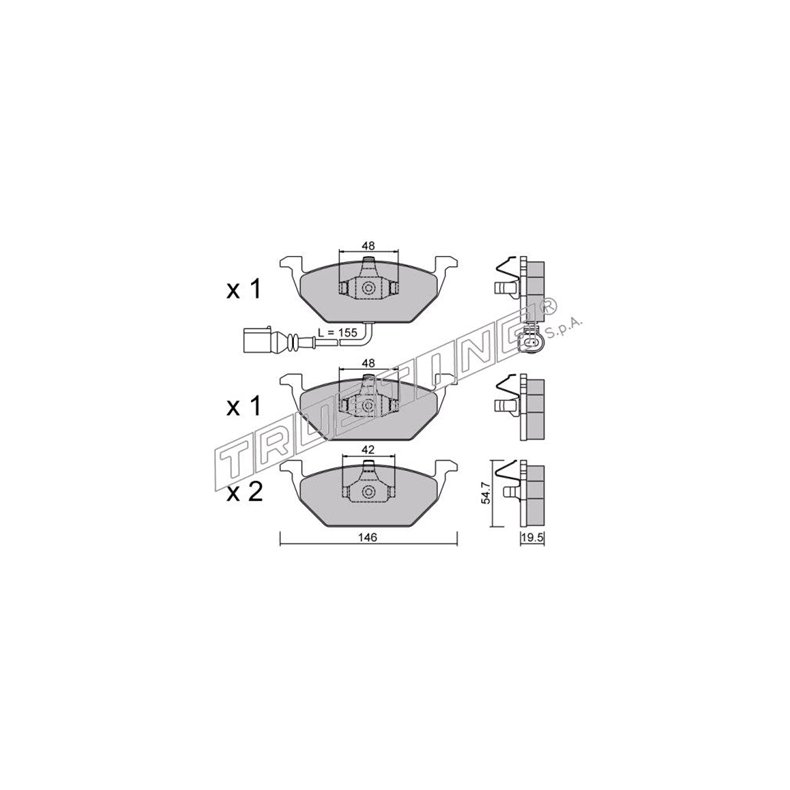 Seat - VW. Bremse klodsest (med fler) Front 