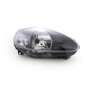 FIAT GRANDE PUNTO. Hjre Forlygte med EL-Motor og forblink sort H4.<br>10.2005 - 06.2008