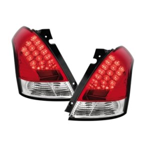 Suzuki Swift. Klar/Rd Baglygter med LED 2005-Frem