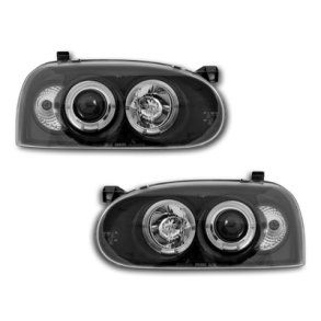 Golf III Angel eyes Klarglas / Sort DE Forlygtest H7-H7. 09.1991-09.1997