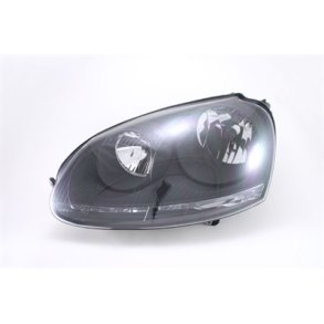 Golf 5 / Jetta. Venstre Forlygte H7-H7 Klareglas Sort.