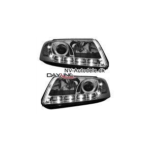 Passat 3BG Led Dayline. Chrom forlygteSt med blinklys H1+H1.. 10.2000-03.2005