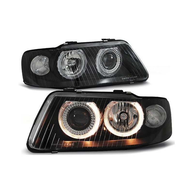 Audi A3 8L Forlygtest Sort, Angel Eyes H7/H7 '09.2000-2003