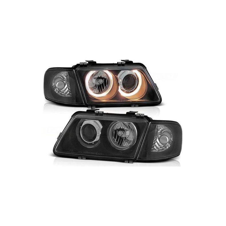 Audi A3 8L Forlygtest Sort, Angel Eyes H7/H7 '08.1996-08.2000