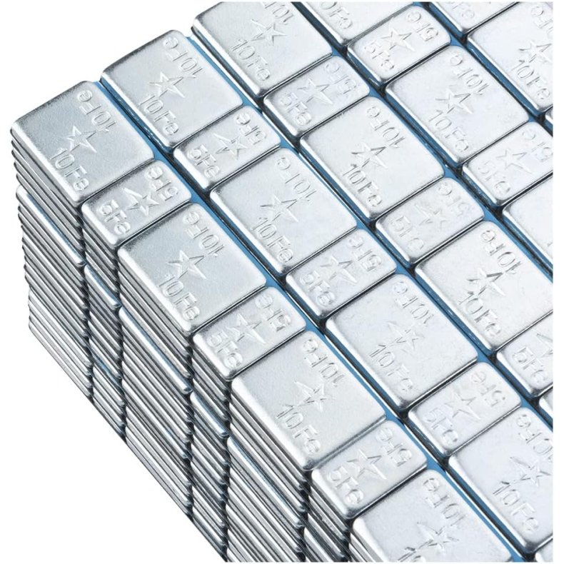 Slv afbalanceringsklodser til aluflge 100 stk. i afklipningsstang 8 x 10/5 g