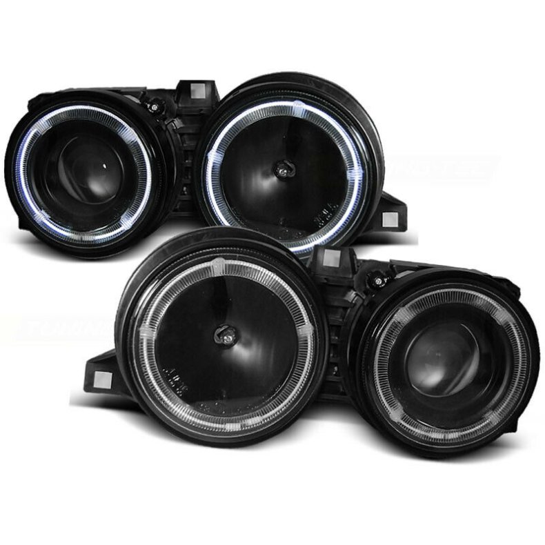 BMW E30, 11/1982-10/1994. Sort Angel eyes Forlygtest H1/H1