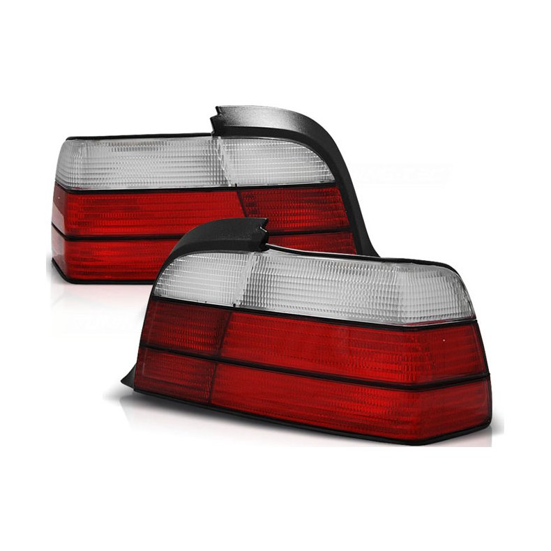 BMW E36 Coupe+Cabrio. Hvid/Rd baglygte st (st 2 stk) 12/90-09/00