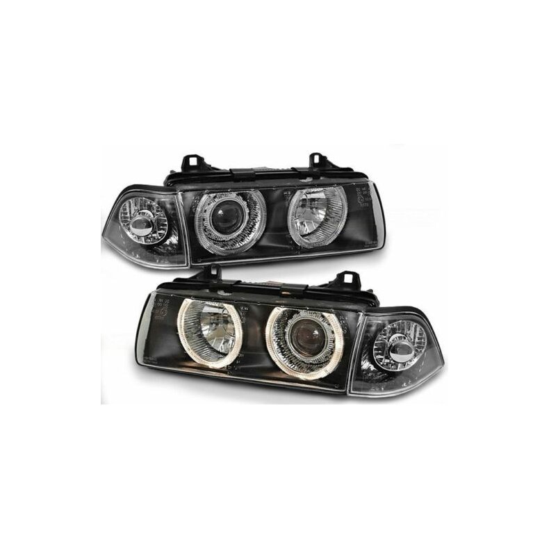 BMW E36. Coupe Carbriolet. Angel Eyes Mrke-forlygte-St med blinklygte. H7/H7 1992-1998