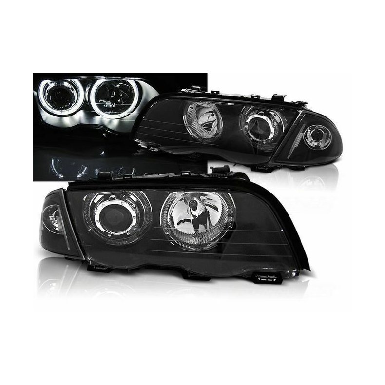 BMW E46 1998-8.2001 Coupe-Cabriolet. Mrke Forlygter H7/H7 Med LED Angel Eyes &amp; Forblink