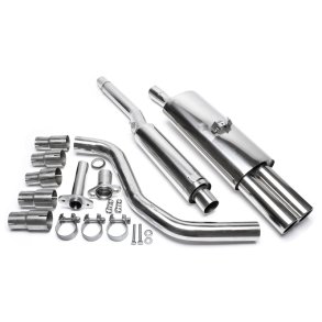 VW Polo III 86C 1986-1994 (alle motorstrrelser)<br>Rustfri Sports Udstdningsst. 2x76mm