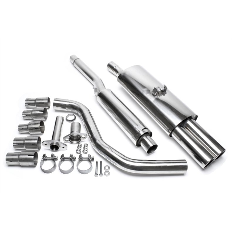 VW Polo III 86C 1986-1994 (alle motorstrrelser)<br>Rustfri Sports Udstdningsst. 2x76mm