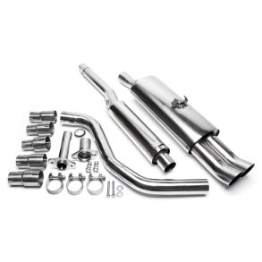 VW Polo III 86C 1986-1994 (alle motorstrrelser)<br>Rustfri Sports Udstdningsst. 2x76mm DTM