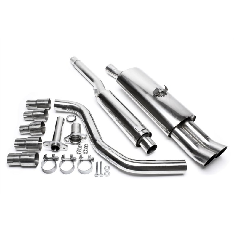 VW Polo III 86C 1986-1994 (alle motorstrrelser)<br>Rustfri Sports Udstdningsst. 2x76mm DTM