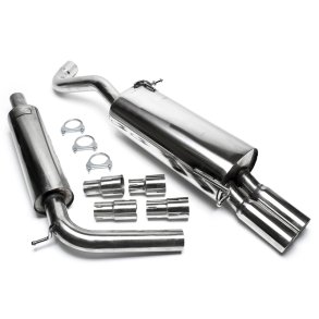 VW Polo 9N - Skoda Fabia I - (ikke til 1.2i-47kW, 1.4 TDI-59kW)<br>Rustfri Sports Udstdningsst. 2x76mm