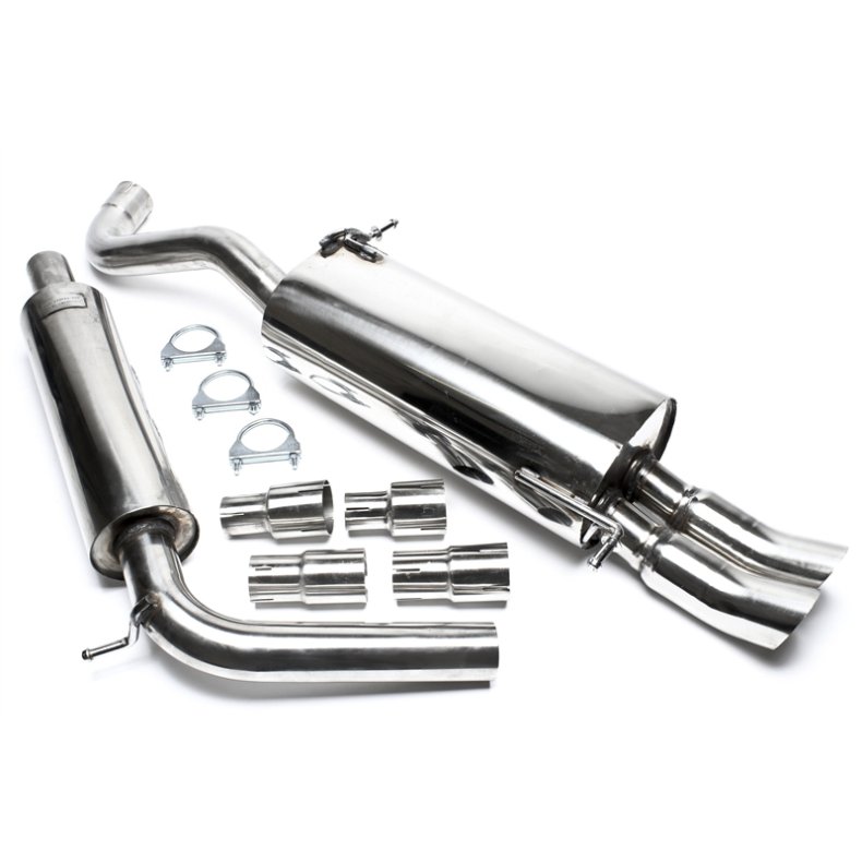 VW Polo 9N - Skoda Fabia I - (ikke til 1.2i-47kW, 1.4 TDI-59kW)<br>Rustfri Sports Udstdningsst. 2x76mm DTM