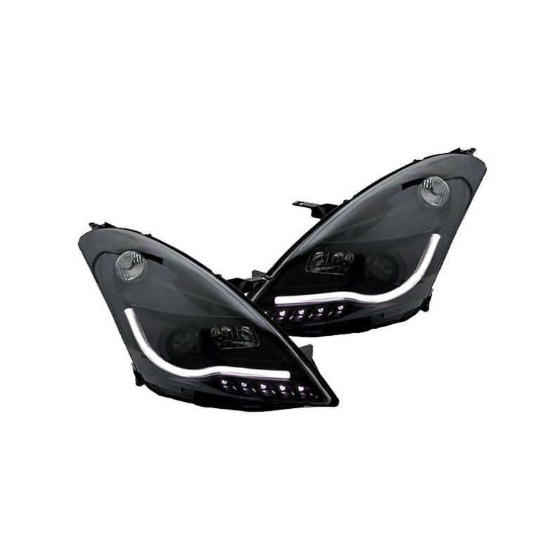SUZUKI SWIFT IV 10.2010-Frem<br>Sort Forlygtest med LED Light Tube som godkendt krelys