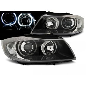 BMW E90-E90 2005-2008. Svart Angel Eyes-str�lkastarsats  
