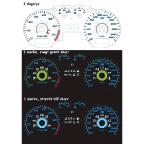 VW Golf IV+Bora. Hvid plasmaskiver 0-260km/t 7000 omdr 1997 - 2004