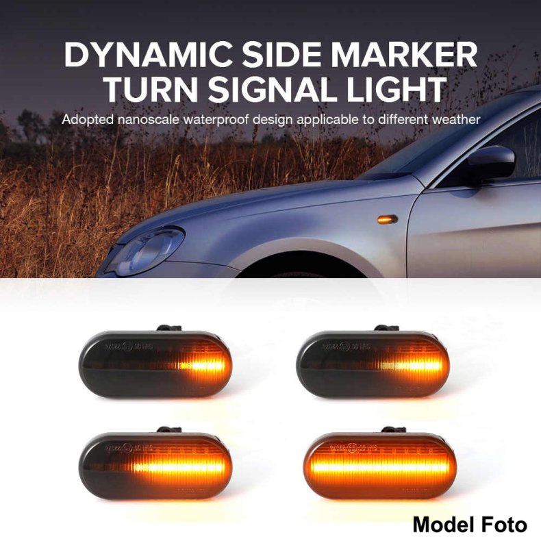 VAG Dynamiske LED sideblink lys Sort model (st med to stk)