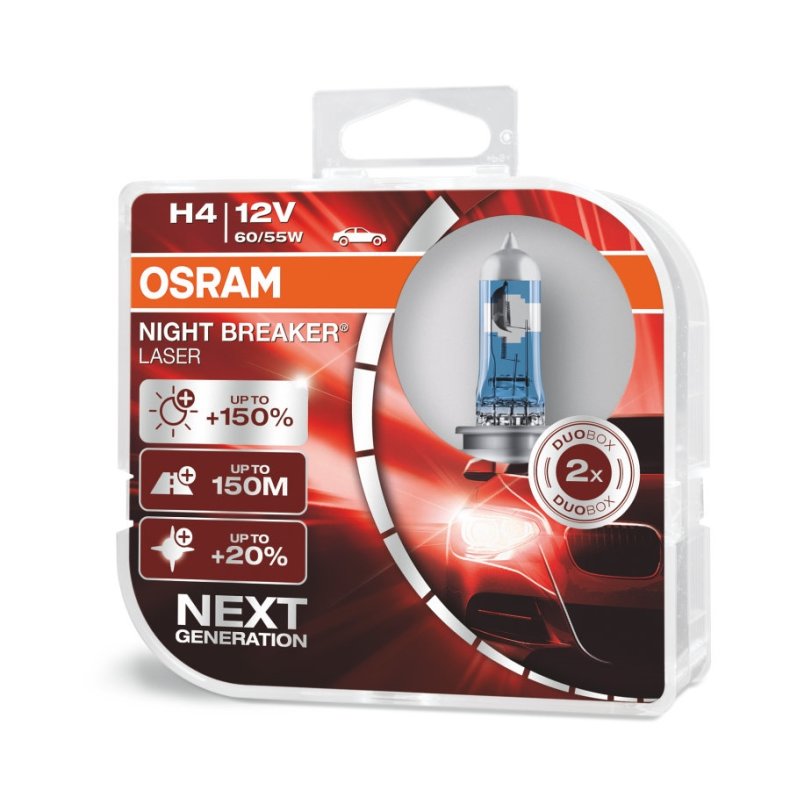 H4 - Osram Night Breaker Laser | Next Generation Autopre +150% (2 stk)