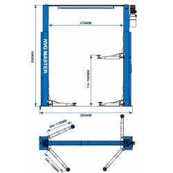 2 S�jlet autolift med topramme 4000 kg fuldautomatisk hydraulisk lift