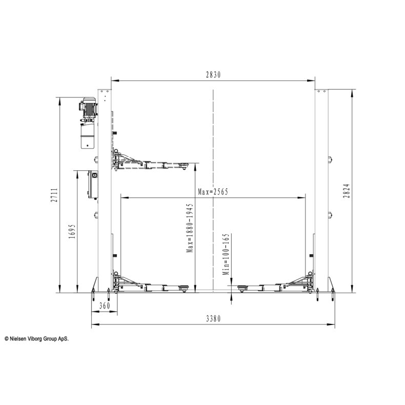 2 S�jlet autolift 4000 kg fuldautomatisk hydraulisk lift