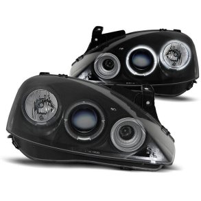 Corsa C. Angel eyes, XENON-Optik-Linse Sort forlygtest H1-H1 2001-09.2006