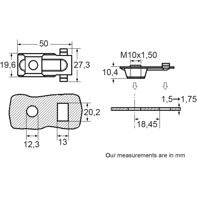 Citron og Peugeot 10 mm clips/mtrik til anhngertrk  pakket med 4 stk.