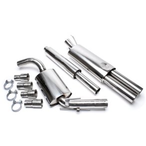 VW Golf 3. (ikke Stationcar) 1,6-1,8-2,0 /16V 1991-1997<br>Rustfri Sports Udstdningsst. 2x76mm