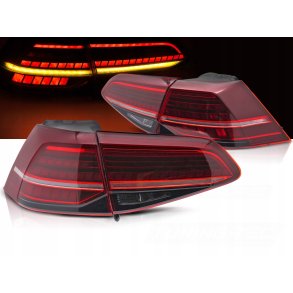 VW Golf 7. R�de LED baglygter (med Dynamiske LED blink) 
