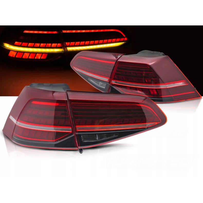 VW Golf 7. R�de LED baglygter (med Dynamiske LED blink) 