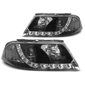 Passat 3BG LED som positionslys, sort forlygtest med blinklys. H1+H1. 10.2000-03.2005
