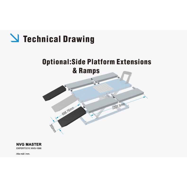 El Motorcykellift / El Arbejdsbord 680 Kg leveres med udvidelsesst til ATV/plneklipper