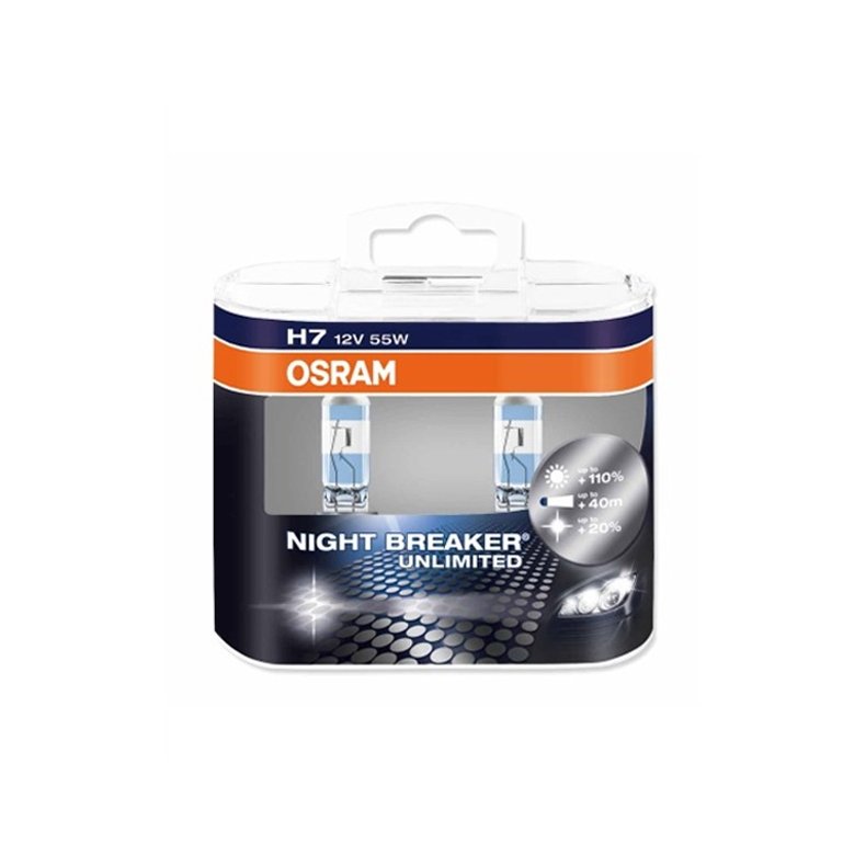 H7 - Osram Night Breaker UNLIMITED Autopre +110% 12V 55W 2 stk.