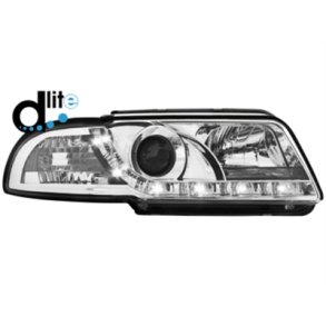 Audi A4. 1995-1998<br>Dlite krom Forlygtest med blinklys og rigtig krelys H1-H1.