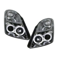 Suzuki Swift. 2005-Frem Forlygter, CCFL LED Angel Eyes krom, DE linse H1-H1.